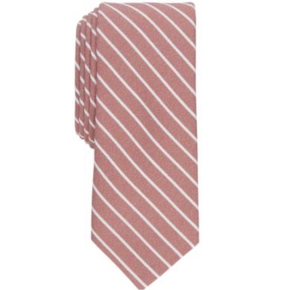 Bar III Classic Striped Tie in Pink and White